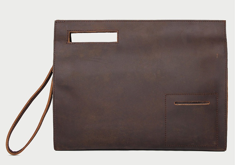 Free Shipping MAHEU Briefcase Bag Genuine Documents Pouch Featured Crazy Horse Leather A4 File Hand Bag Formal Business Designer Bag Luxury Bag Tote B