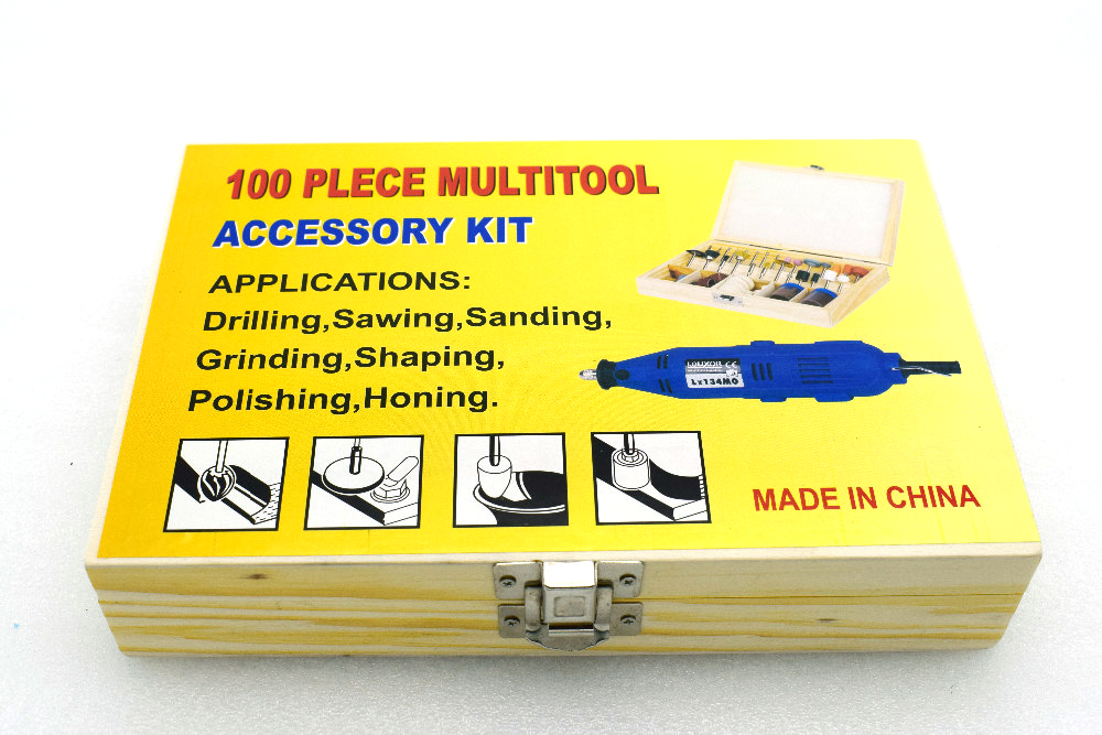 Jewelry Tool Rotary Power Tool Fits Dremel 1/8" Shank Sanding Polish Accessory Bit Set with Wooden Box