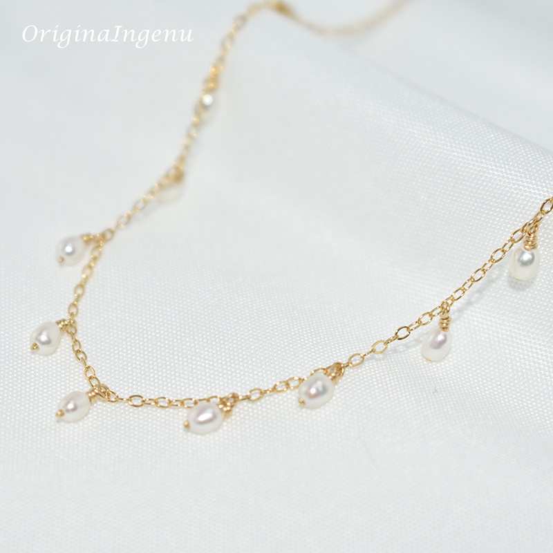 14K Gold Filled Natural Pearl Necklace Gold Choker Handmade Pendants Collier Femme Kolye Collares Boho Pearl Jewelry for Women