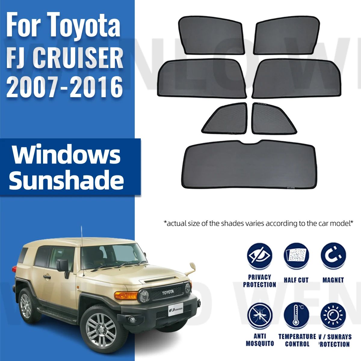 For Toyota FJ CRUISER 2007-2016 Magnetic Car Sunshades Front Rear Windshield Blind Curtain Baby Side Window Sun Shade Visor