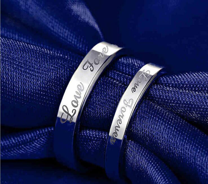 YANHUI Tibetan Silver Round Circle Pure Finger Ring Forever Love Engrave Rings for Women Men Wedding Engagement Jewelry