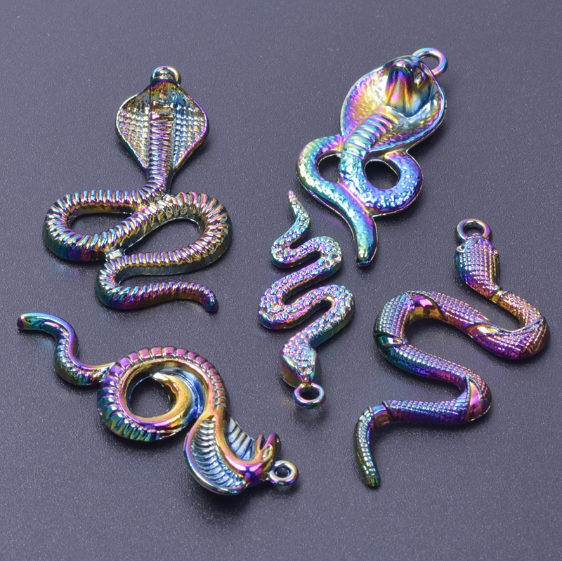 Punk Snake Charm Pendants For Jewelry Making Supplies DIY Necklace Earrings Keychain Accessories Mixed Rainbow Animal Serpiente