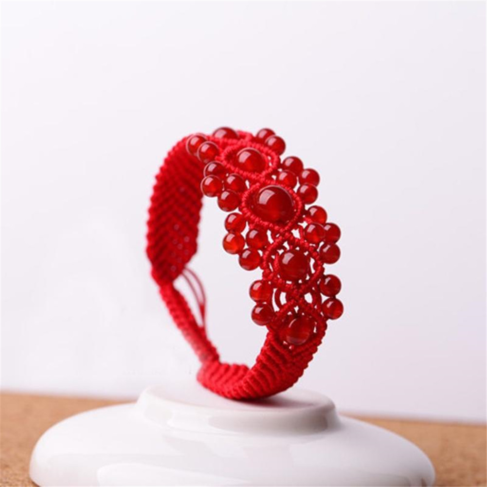 High Quality Matte Red Nature Beads Macrame Bracelet Handmade Braiding Adjustable Bracelet Gems Stone Beads Bracelet Bangle