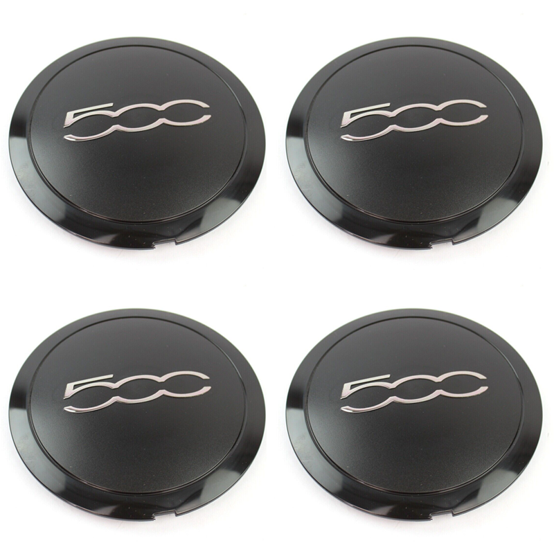 Black/White 133mm Hubcap for Fiat 500 Wheels Centre Hub Caps Set 68078419AC 68078421AC Dust Cover Cap Replacement 51884863