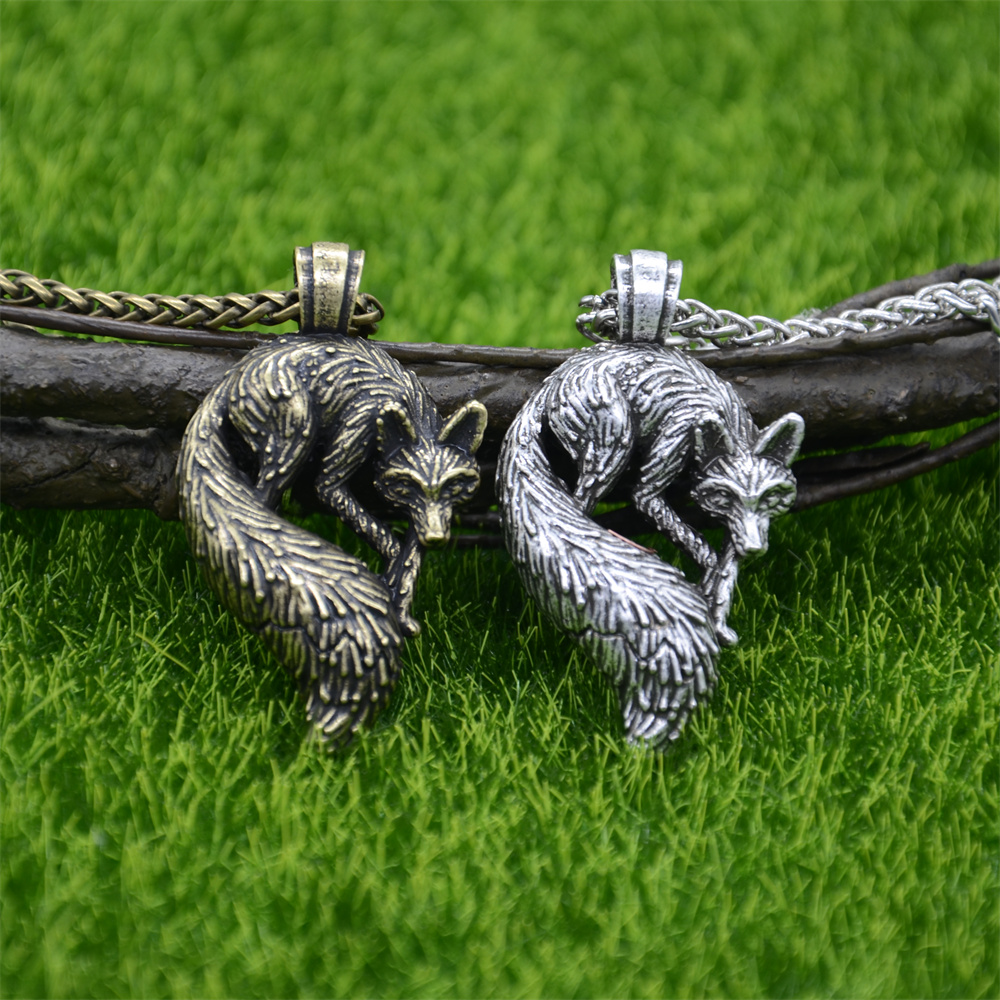 Slavic Fox Pendant Animal Viking Jewelry Necklace Men Accessories Goth Jewlery