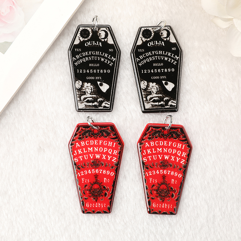 10Pcs Halloween Coffin Charms Ouija Board Acrylic Jewlery Findings For Earring Necklace Diy