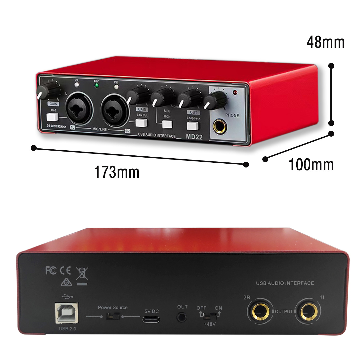 Sound Card Studio Record Professional USB Audio Interface Sound Equipment With Loopback Monitoring 48V Phantom for Recording New