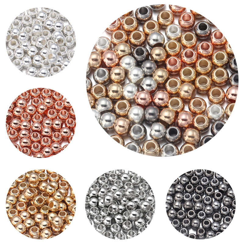 20-100pcs 6 8 10 12 14mm CCB Beads Round Large Hole Spacer Beads For DIY Jewelry Making Finding Accessories(not metal)