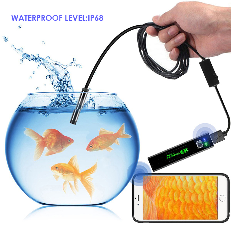 1200P HD WiFi Endoscope Camera Waterproof Android USB Softwire Rigid Hardwire Borescope Mini Camera 8mm For Iphone Android PC