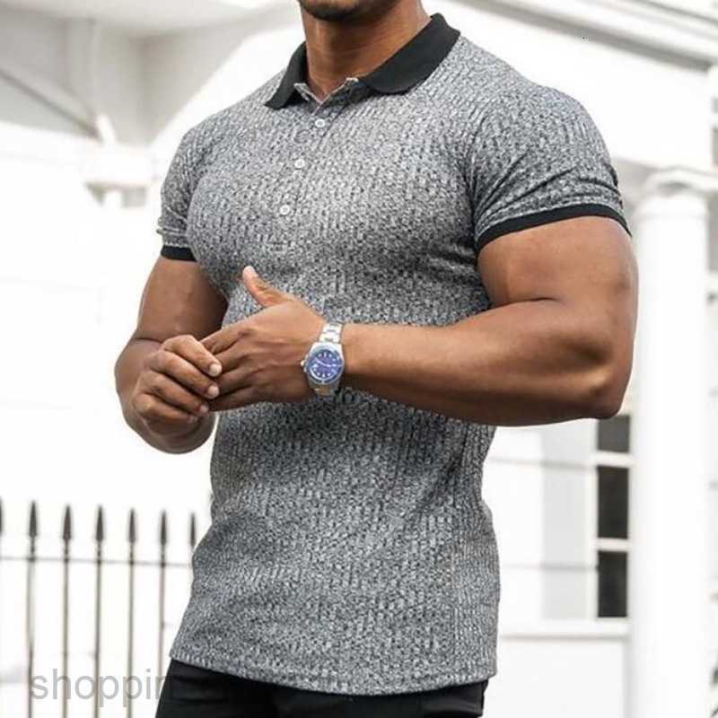 Men Polos Shirts New Men's Slim Fit Colored Collar Casual Vertical Stripe Short Sleeve Youth Male Wear tops