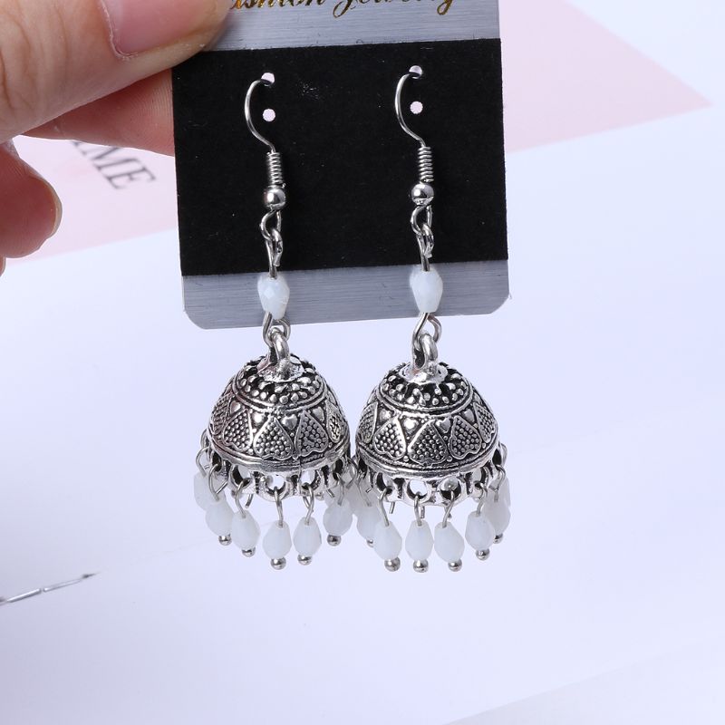 Retro Indian Bollywood Jhumka Jhumki Crystal Women Drop Earring Ethnic Gypsy Jewelry