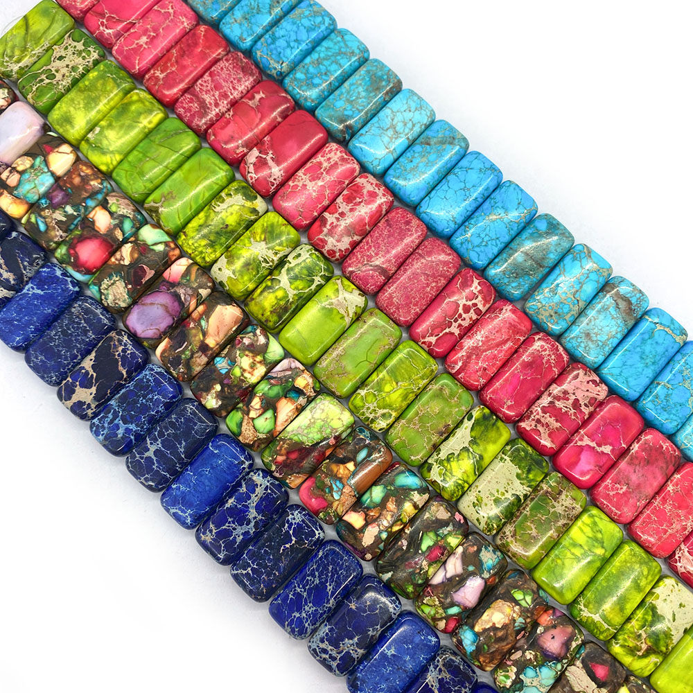 Natural Stone Beads Emperor Stone Rectangle Double Hole Braclets for Women Beads for Charm Jewelry Making Necklace Accessories