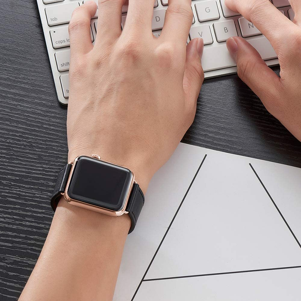 Leather Colorful Strap For Apple watch 44mm 45mm 42mm 41mm 40mm 38mm Wristband Bracelet For iWatch series 3 4 5 6 SE 7 Band