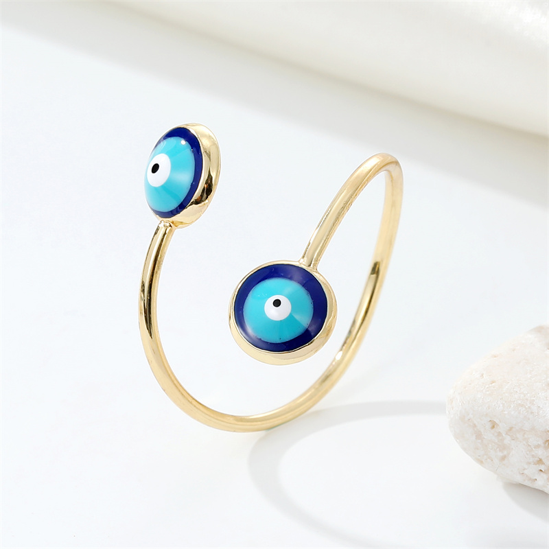Enamel Turkish Turkey Evil Eye Finger Rings For Women Gift Trendy Simple Blue Eye Adjustable Rings Party Wedding Jewelry R423