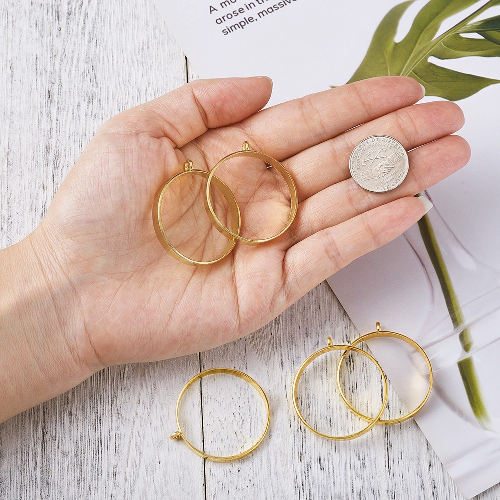 10pcs Alloy Open Back Bezel Geometric Pendant Teardrop Oval Round Blank Frame Charm Pressed Flower Resin Mold DIY Jewelry Making