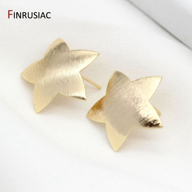 High Quality Brass Metal 14k Gold Plated Star/ Love Heart Post Earrings 925 Silver Needle Post Earring DIY Accessories