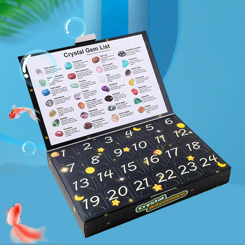 Crystal Advent Calendar Holiday Advent Calendar 24 Days Natural Stone Countdown Educational Gemstone Dig Kit Gem Collection