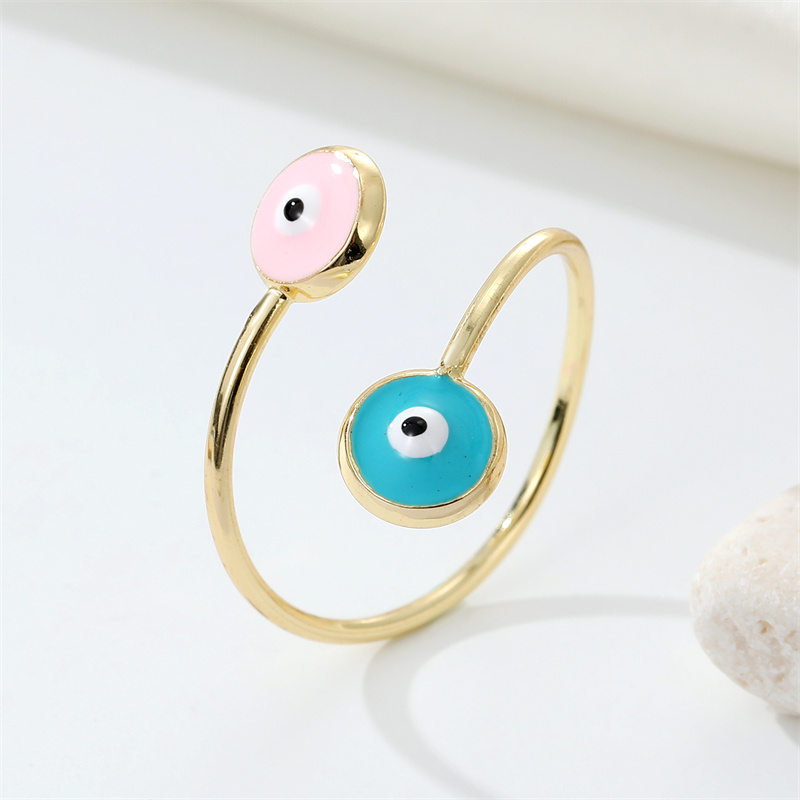 Enamel Turkish Turkey Evil Eye Finger Rings For Women Gift Trendy Simple Blue Eye Adjustable Rings Party Wedding Jewelry R423