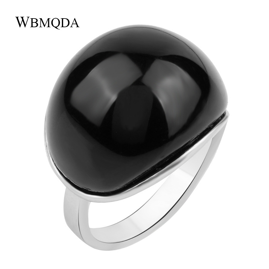 Unique Vintage Goth Big Black Stone Rings For Women Punk Rock Silver Color Biker Ring Men Ethnic Tibetan Jewelry Free Shipping