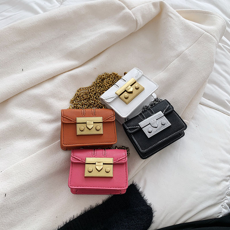 Retro Luxury Mini Lipstick Bag Women's Shoulder Bag Chain Crossbody Bag Designer Lock PU Leather Handbag and Purse Female Clutch
