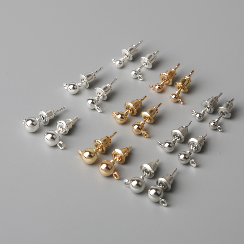 Hot!!! 50sets/bag Gold Silver color Rhodium Plated Metal Stud Earring Findings For DIY Jewelry Making Accessories