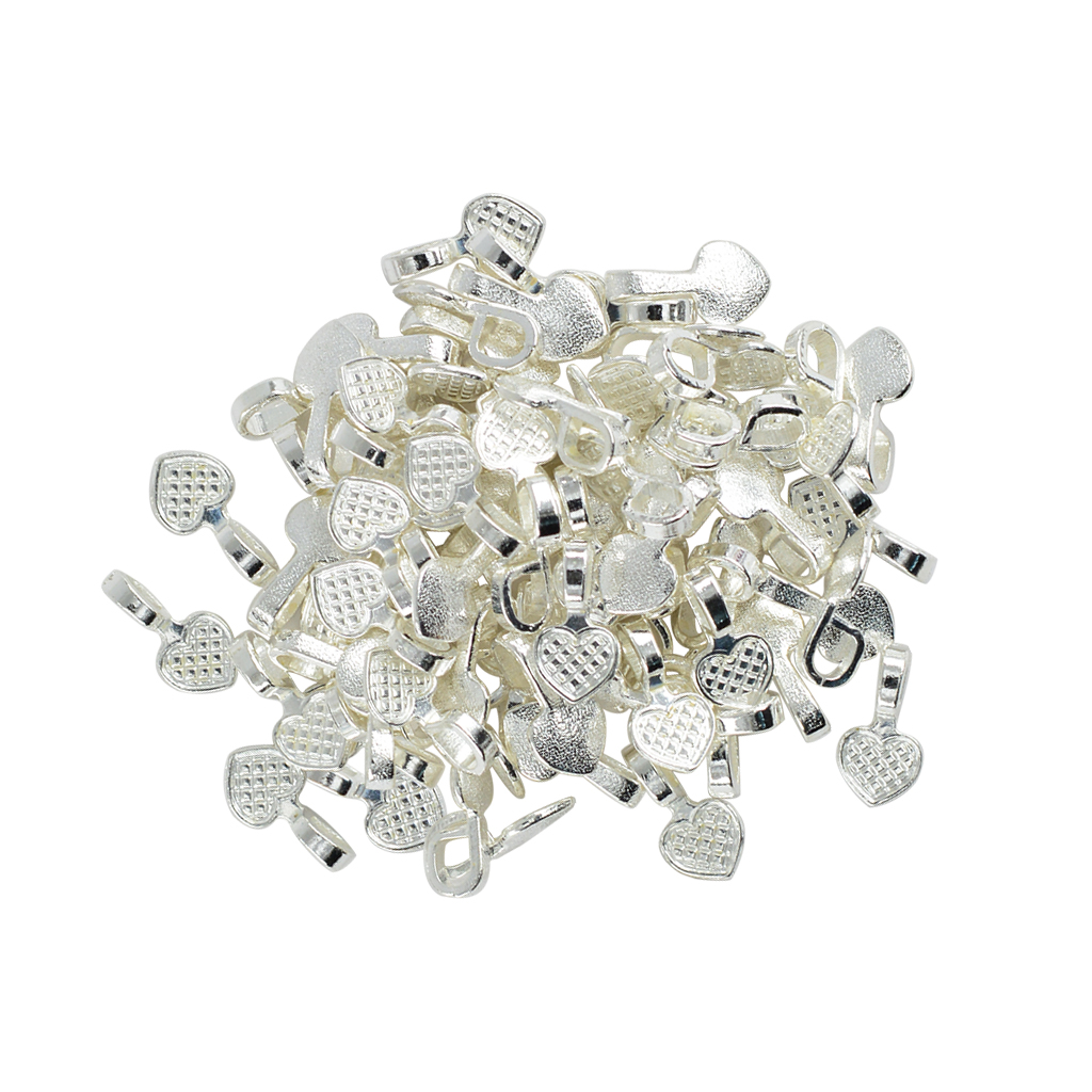 100 Pieces Vintage Heart Shaped Glue On Bails 16x8mm Jewelry Making Crafts DIY Beads
