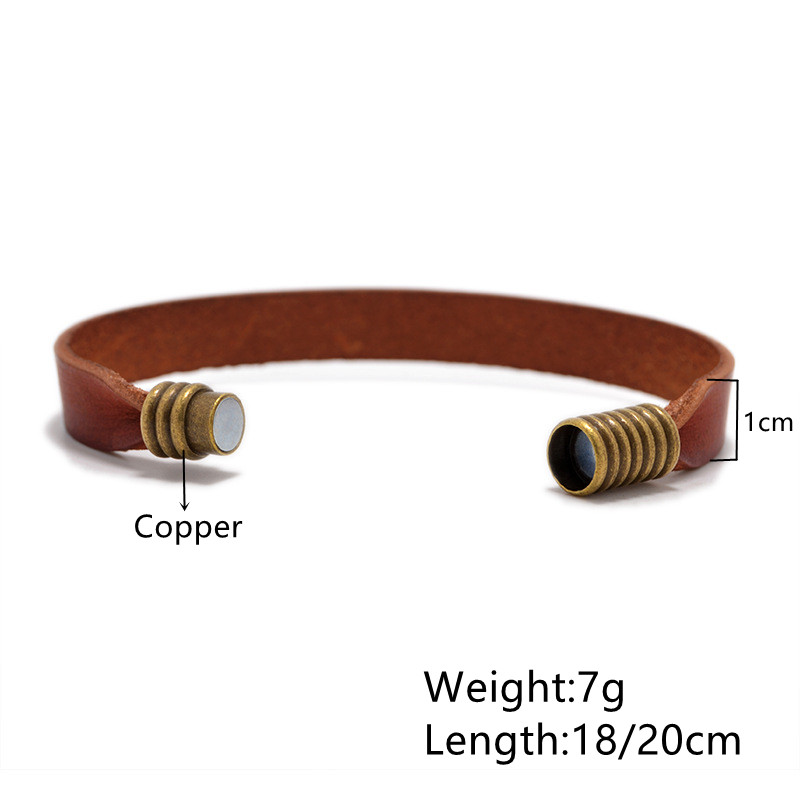 Trendy Genuine Leather Men's Jewelry Gold Color Metal Magnet Clasp Simple Leather Rope Bracelet for Women Male Gifts