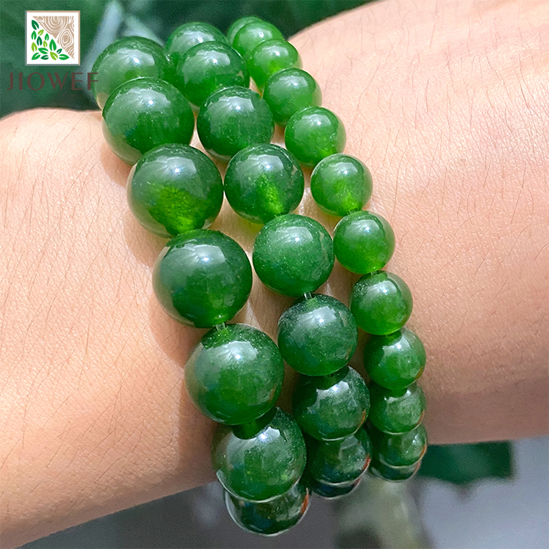 Green Taiwan Jades Chalcedony Round Loose Natural Stone Beads for Jewelry Making 15" Strand DIY Charms Bracelet 4/6/8/10/12/14mm
