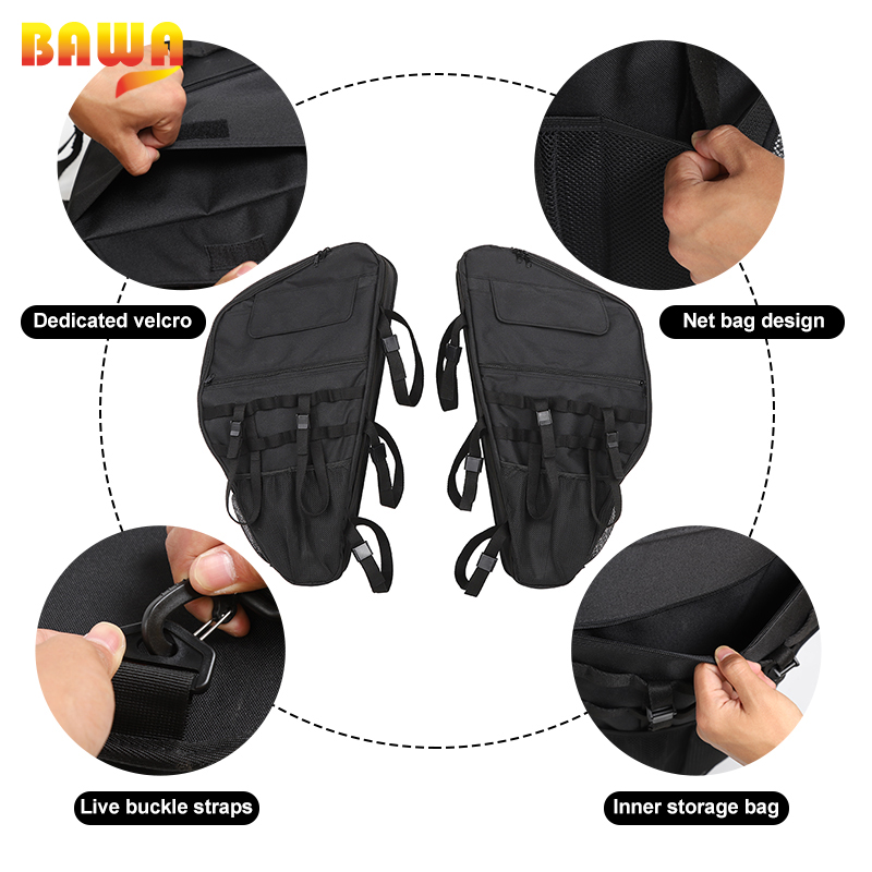 Roll Bar Storage Bag Cargo Cage with Multi-Pockets Organizers Cargo Bag Saddlebag Tool For 4-door Jeep Wrangler JL JK 2007-2022