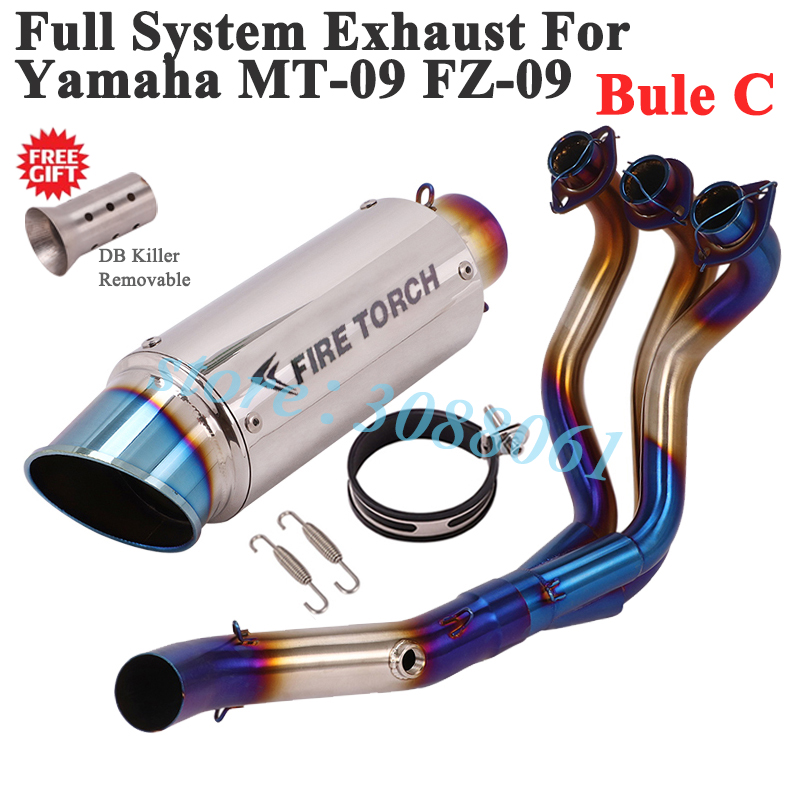 Full System Motorcycle Exhaust GP Escape Silencer For Yamaha MT-09 MT09 FZ-09 Slip On Front Link Pipe Racing Muffler DB Killer