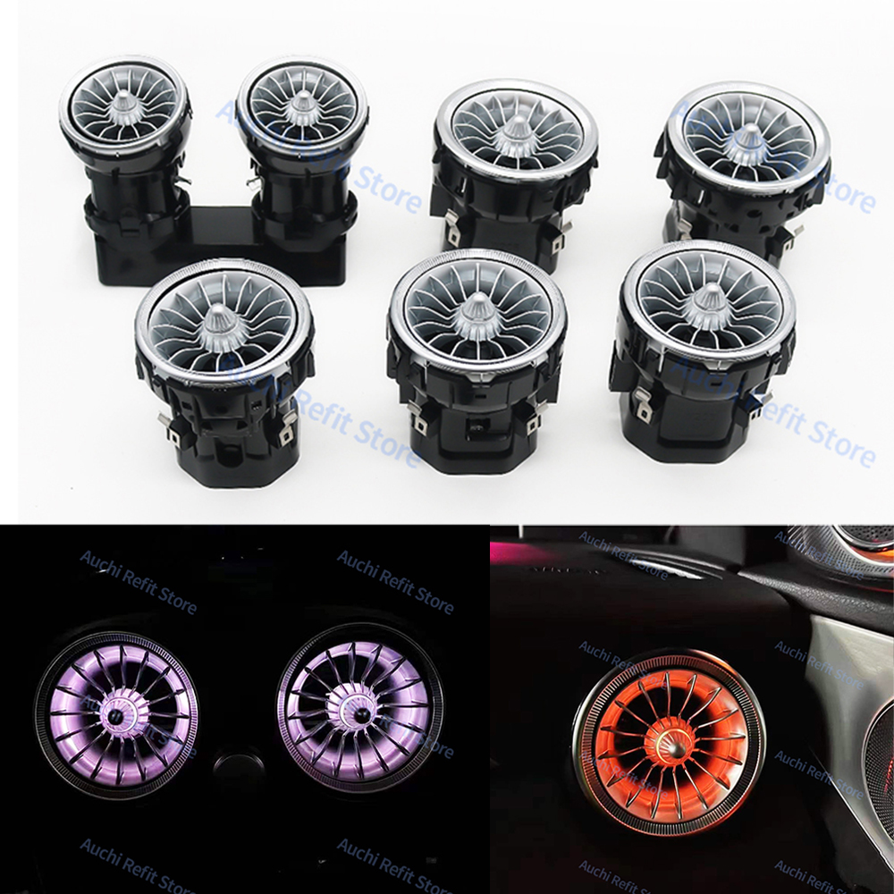 3/64 Color Car LED Air Outlet Vents For Mercedes-Benz C GLC Class W205 X253 W213 W222 W117 X156 W176 Turbo Nozzle Ambient Light