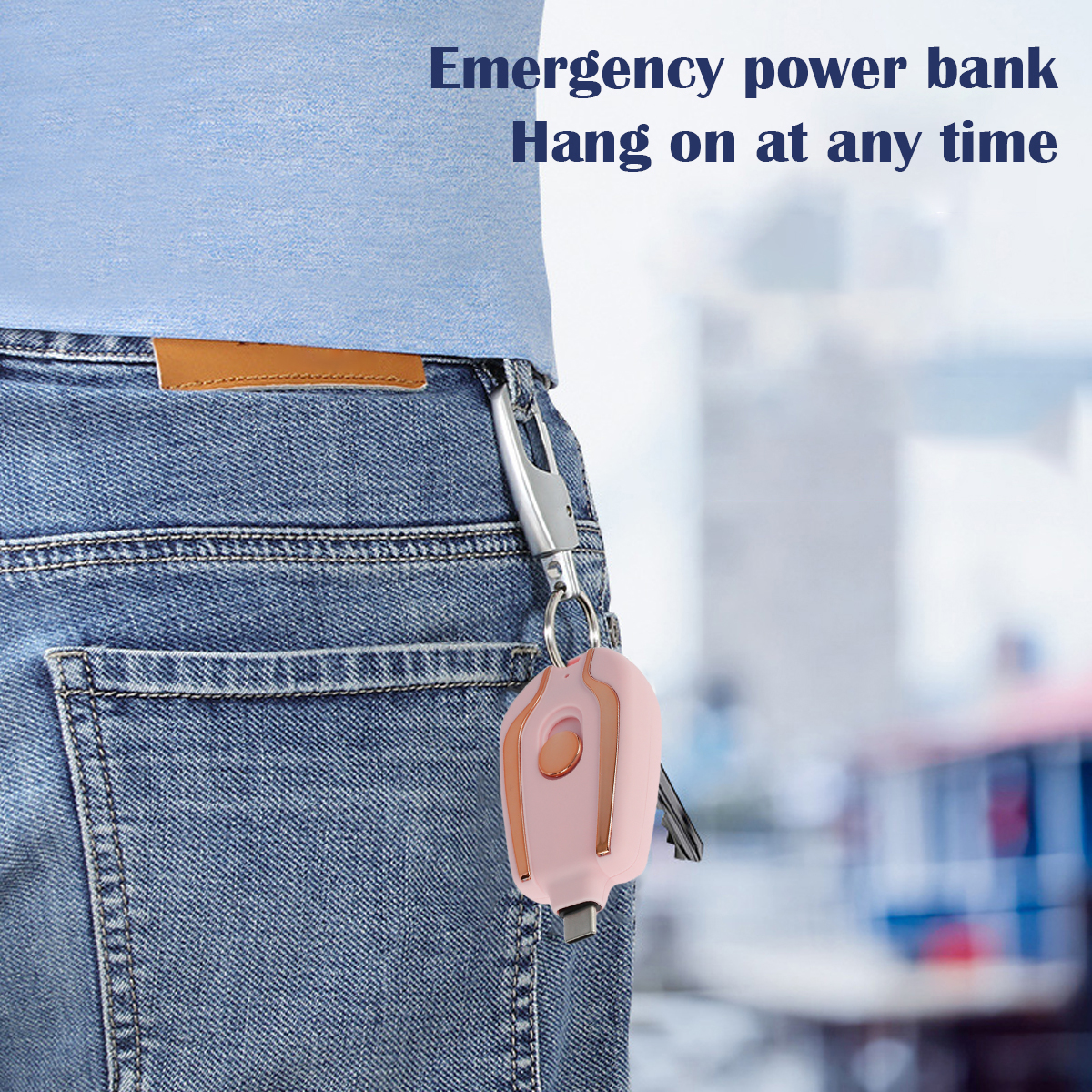 Keychain Portable Charger Compatible with Android 1500mAh Durable Key Chain Phone Charger Type-C Mini Power Emergency Charger