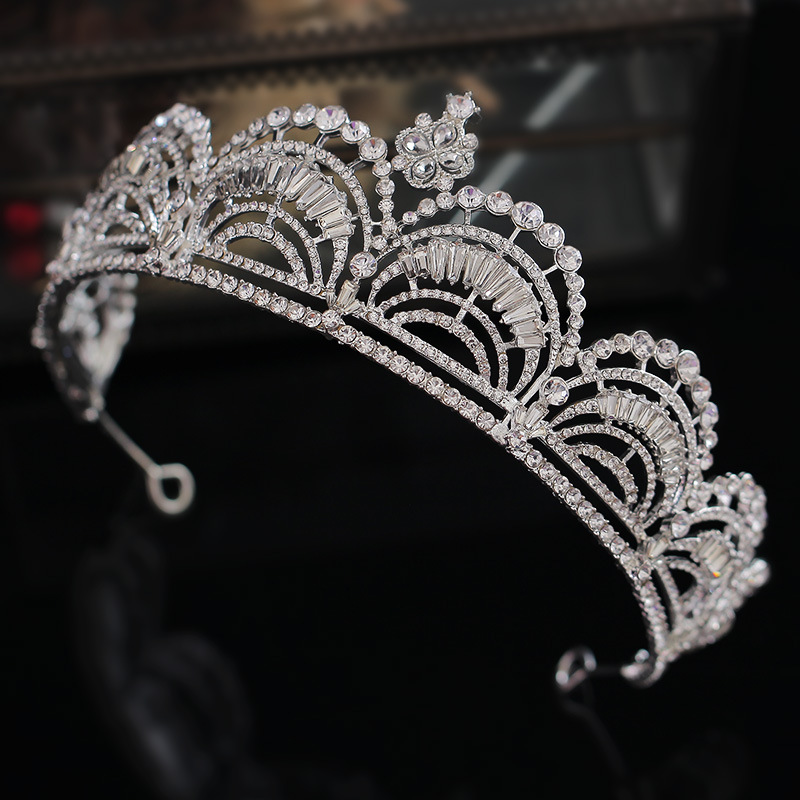 Baroque Retro Gold Color Geometric Crystal Bridal Tiaras Crown Rhinestone Pageant Diadem Bride Headband Wedding Hair Accessories