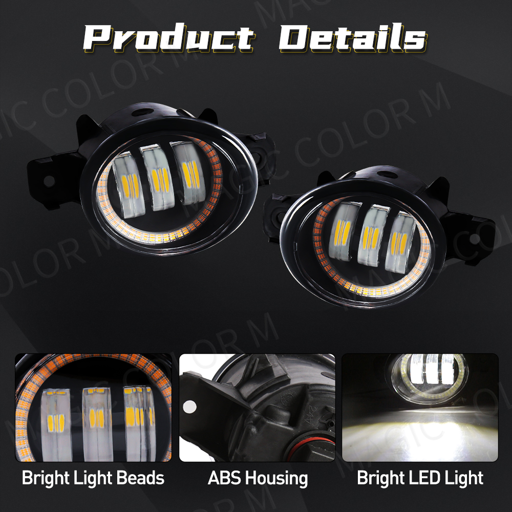 2 X Angel Eye Fog Light Assembly For Nissan X-Trail Rogue T32 2014 2015 2016 Car LED Lens Fog Daytime Running Lamp DRL H11 12V