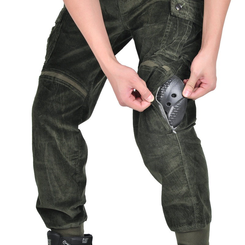 Winter man corduroy motorcycle pants outdoor riding motorcycle men jeans Drop-resistant pants with protect gear kevlar in knee