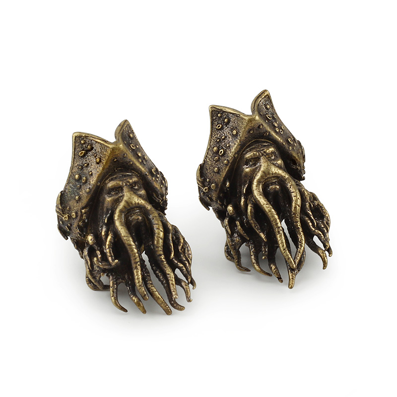 Copper Octopus Knife Beads Rope Pendant Brass Skull Paracord Beads Key Rings Accessories