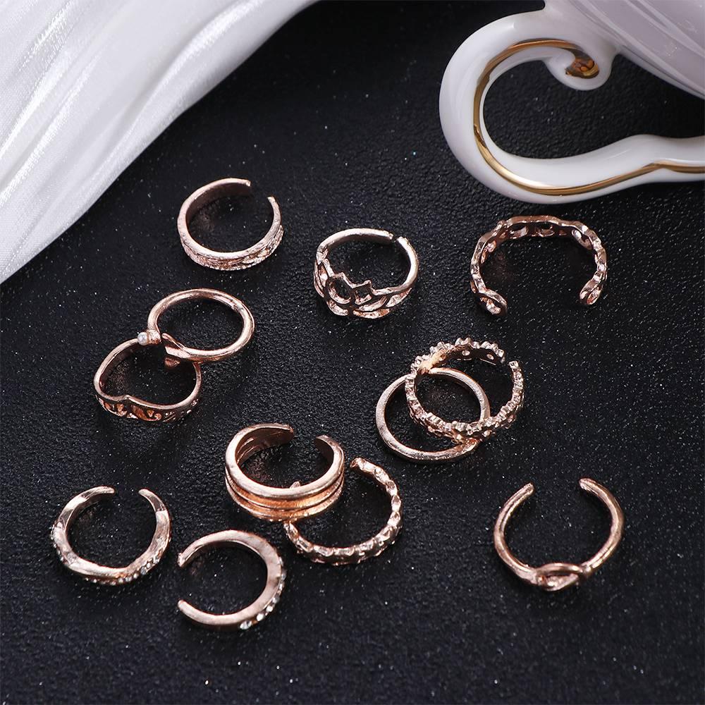 Fish Tail Lotus Flower Star Alloy Girl Gift Heart Open Ring Vintage Foot Ring Set Women Toe Ring Korean Style Toe Ring
