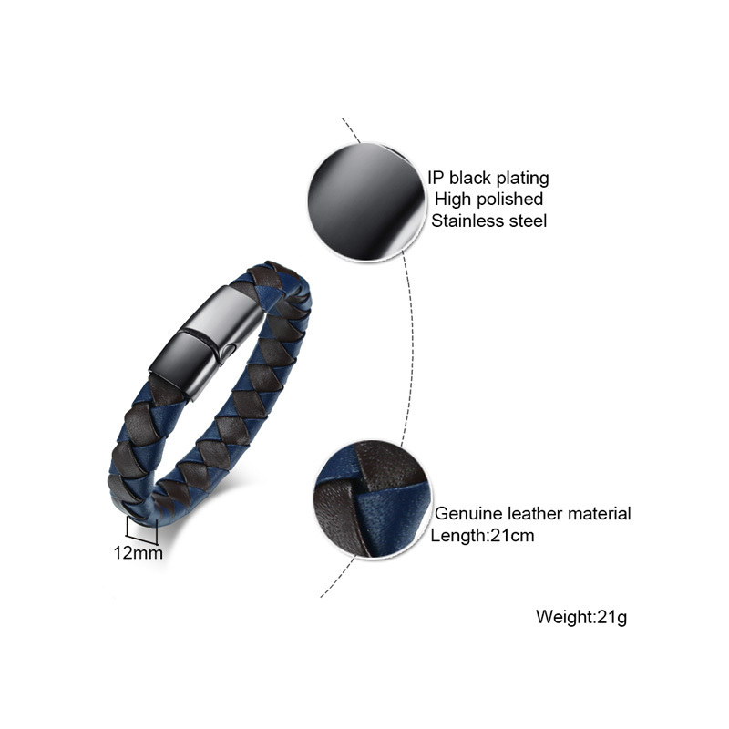 VNOX Medical Alert Bracelet Genuine Leather Engraved DIABETES Emergency Rescue Men's Jewelry