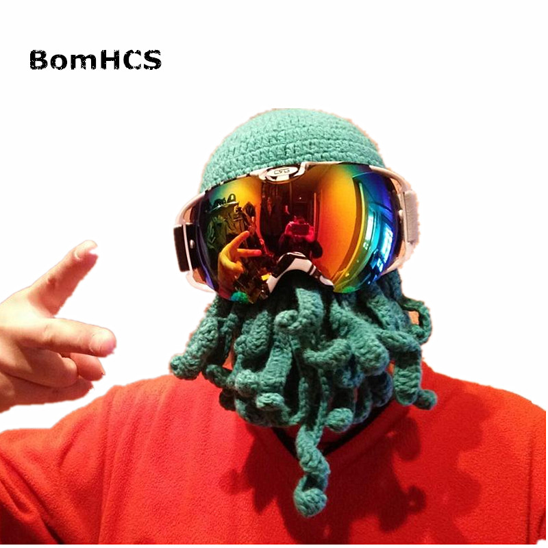 BomHCS Novetly Tentacle Octopus Pirate Cthulhu Crochet Beanie Hat Wind Mask Cap