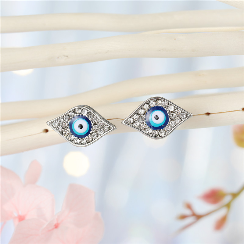 1Pair Crystal Turkish Evil Eye Small Stud Earrings For Women Vintage Bohemian Rhinestone Round Sun Eye Ear Stud Jewelry E667