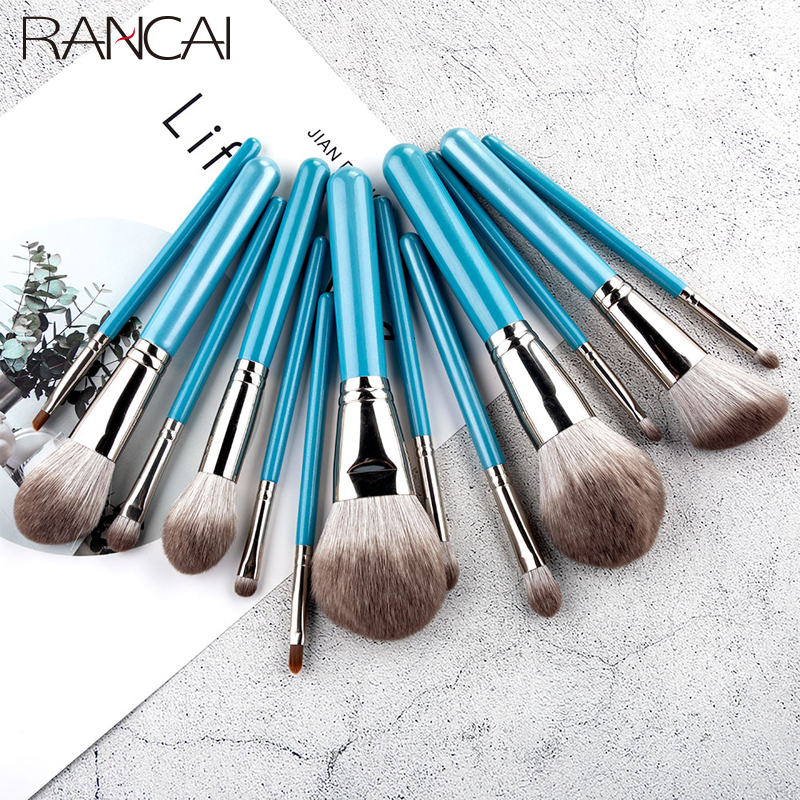 Brushes Set 13pcs with Leather Bag Foundation Powder Blush Eyeshadow Eyebrow Brush Soft Hair Cosmetic Makeup Tool F624-25