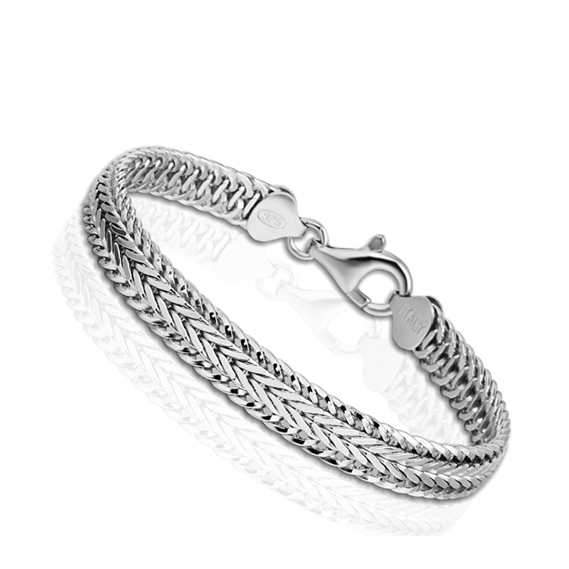 925 Silver Jewelry Men's Hand Bracelets Italian 8MM Flat Link Chain Bracelet For Women 19, 20, 21, 22 CM Made In Italy Luxury