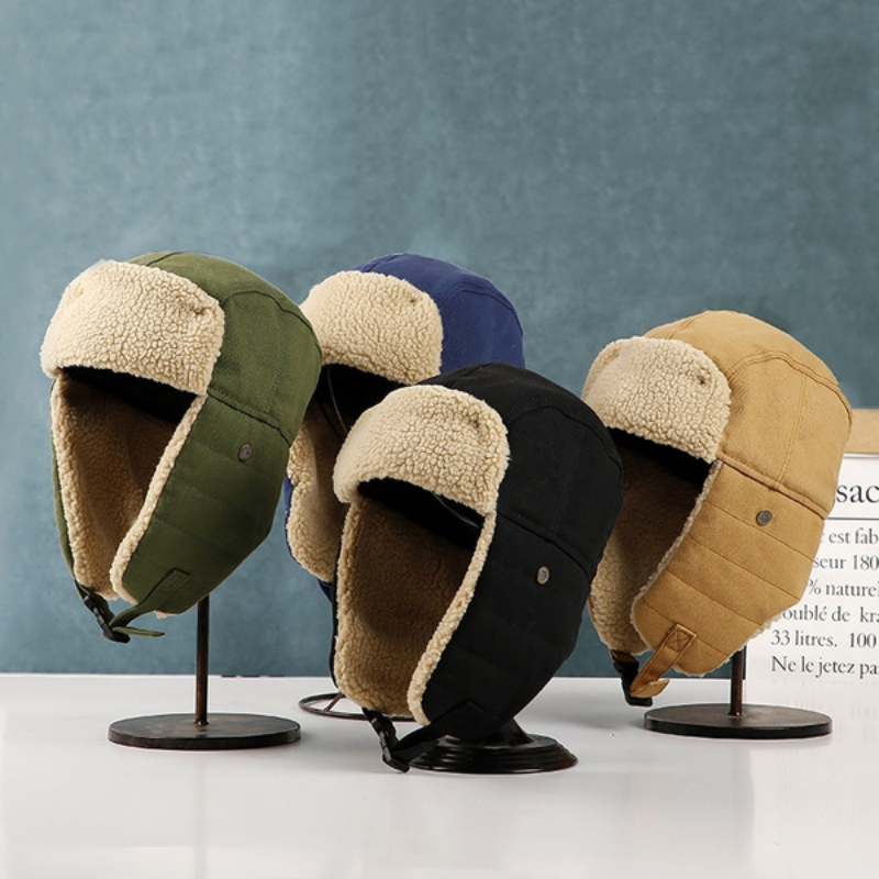 Warm Bomber Hats Earflap Russian Hat Men Women Ear Flap Winter Hat Windproof Cycling Skiing Winter Snow Thicken Cold Hats