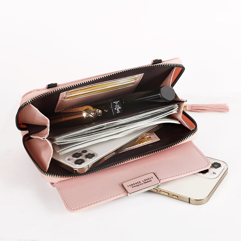 Women Long Wallets with Soft Leather Ladies Zipper Handbags Chain Bag for Female Coin Purse Girls Mobile Phone Pockets sac femme