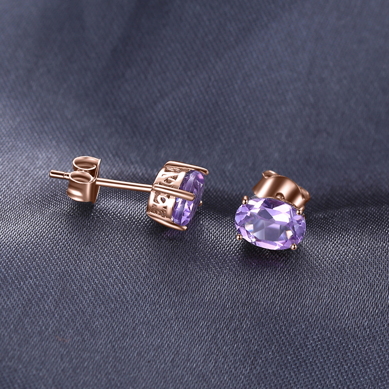 JewelryPalace Rose Gold Yellow Gold Plated Oval Natural Amethyst Citrine Garnet Topaz Peridot 925 Sterling Silver Earrings Woman