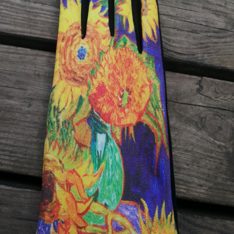 Visual Axles Women Spring Touch Screen Gloves Designer Sunflower Driving Mittens Femme Luxury Brand Sport Cycling Ski Gloves New
