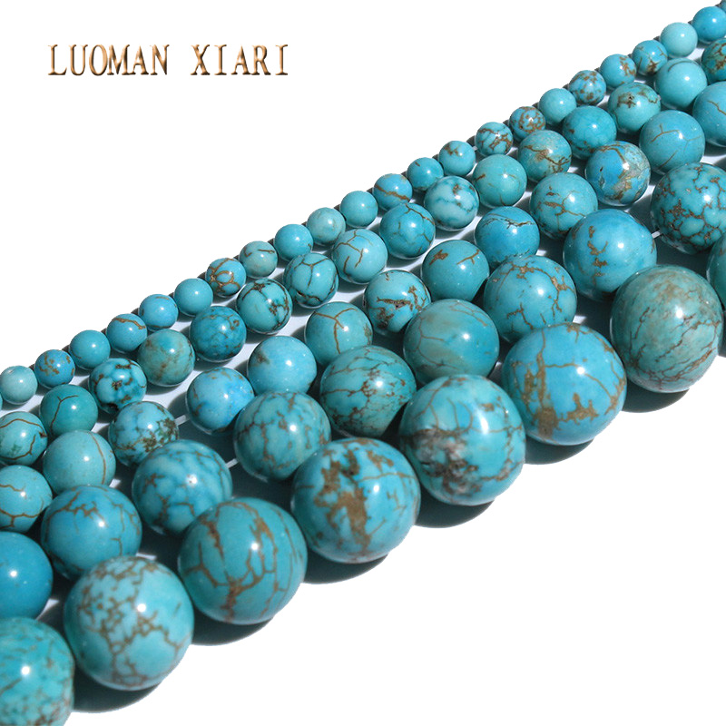 Wholesale Natural Blue Turquoises Stone Beads Round Loose Beads For jewelry Making DIY Bracelet Necklace 4-12mm Strand 15.5''