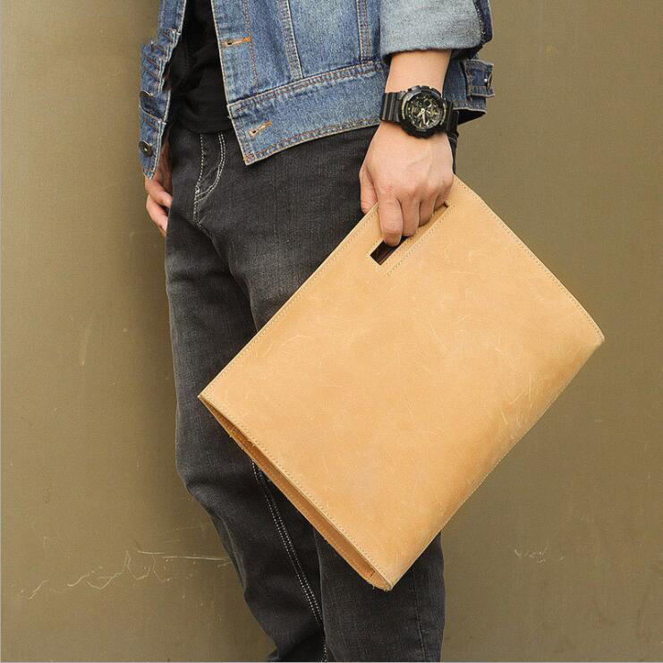 Free Shipping MAHEU Briefcase Bag Genuine Documents Pouch Featured Crazy Horse Leather A4 File Hand Bag Formal Business Designer Bag Luxury Bag Tote B