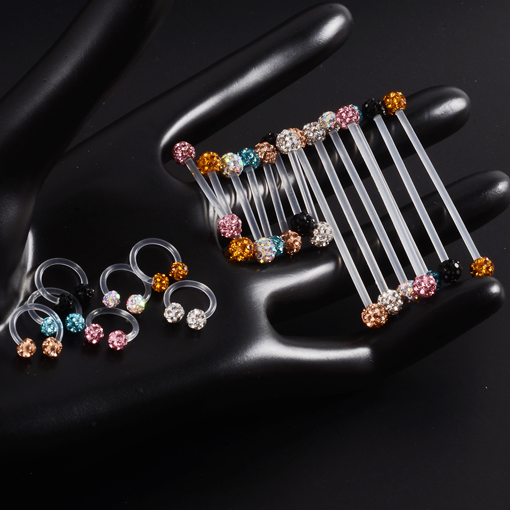 7pcs Mixed Color Ear Studs Septum Nose Rings Tongue Lip Ring Belly Barbell Rings Ear Cartilage Lobe CBR Piercing Body Jewelry