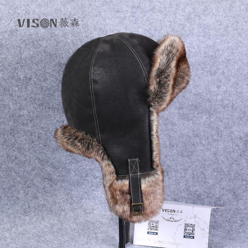 B-8523 Adult Warm Bomber Hats Winter Bomber Hats Plush Earflap Russian Ushanka Hat Adult Snow Ski Caps